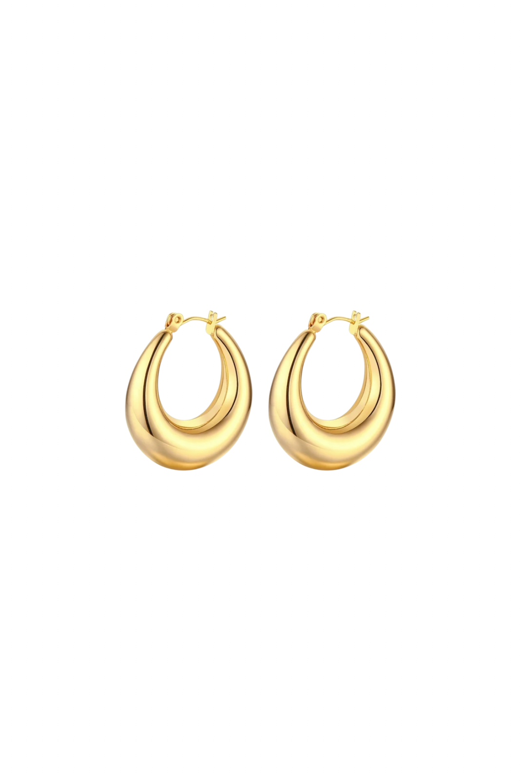 Amelia - Gold Crescent Hollow Hoop Earrings