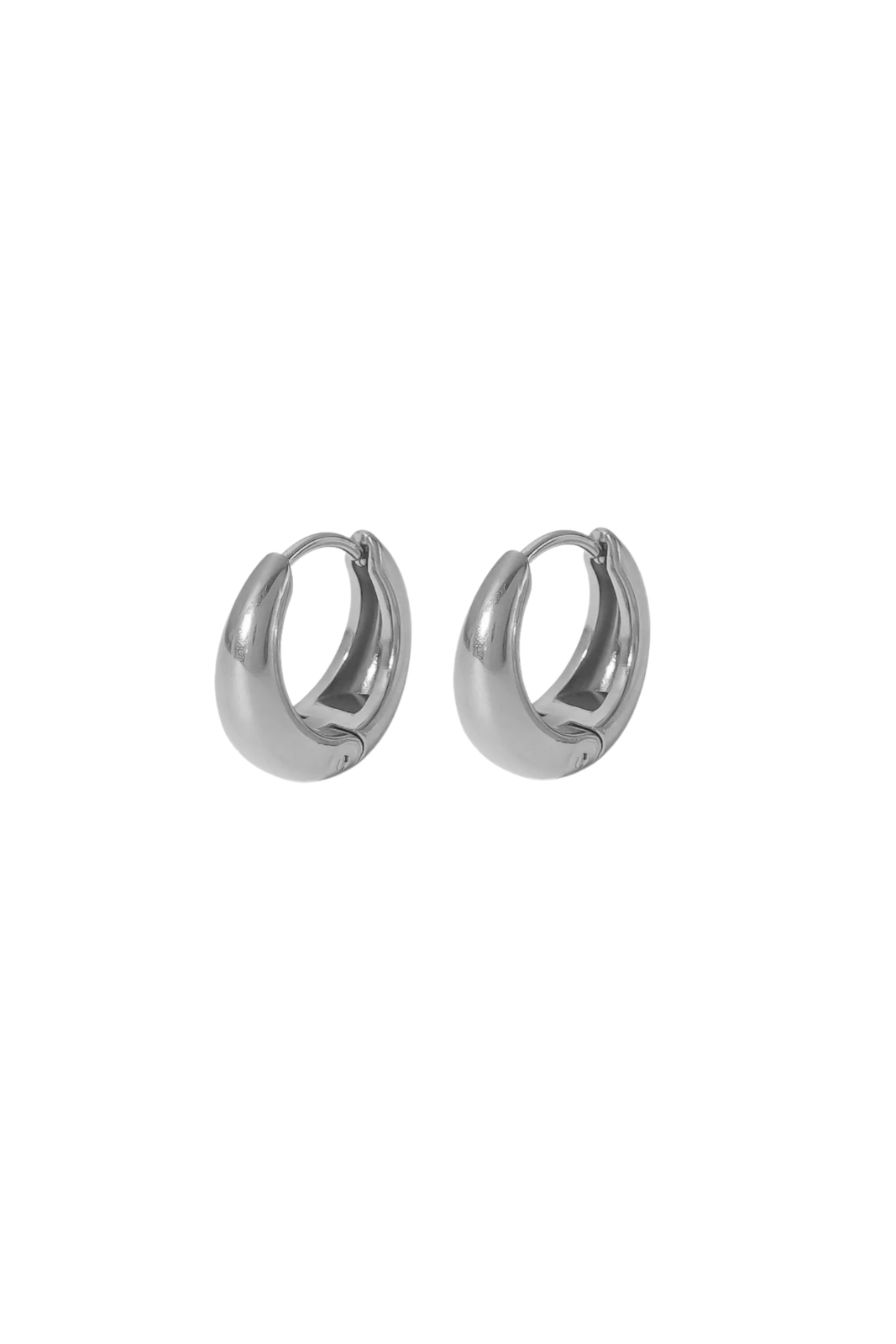 Julian - Silver Teardrop Shaped Huggie Earrings