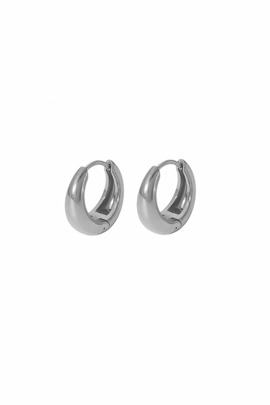 Julian - Silver Teardrop Shaped Huggie Earrings