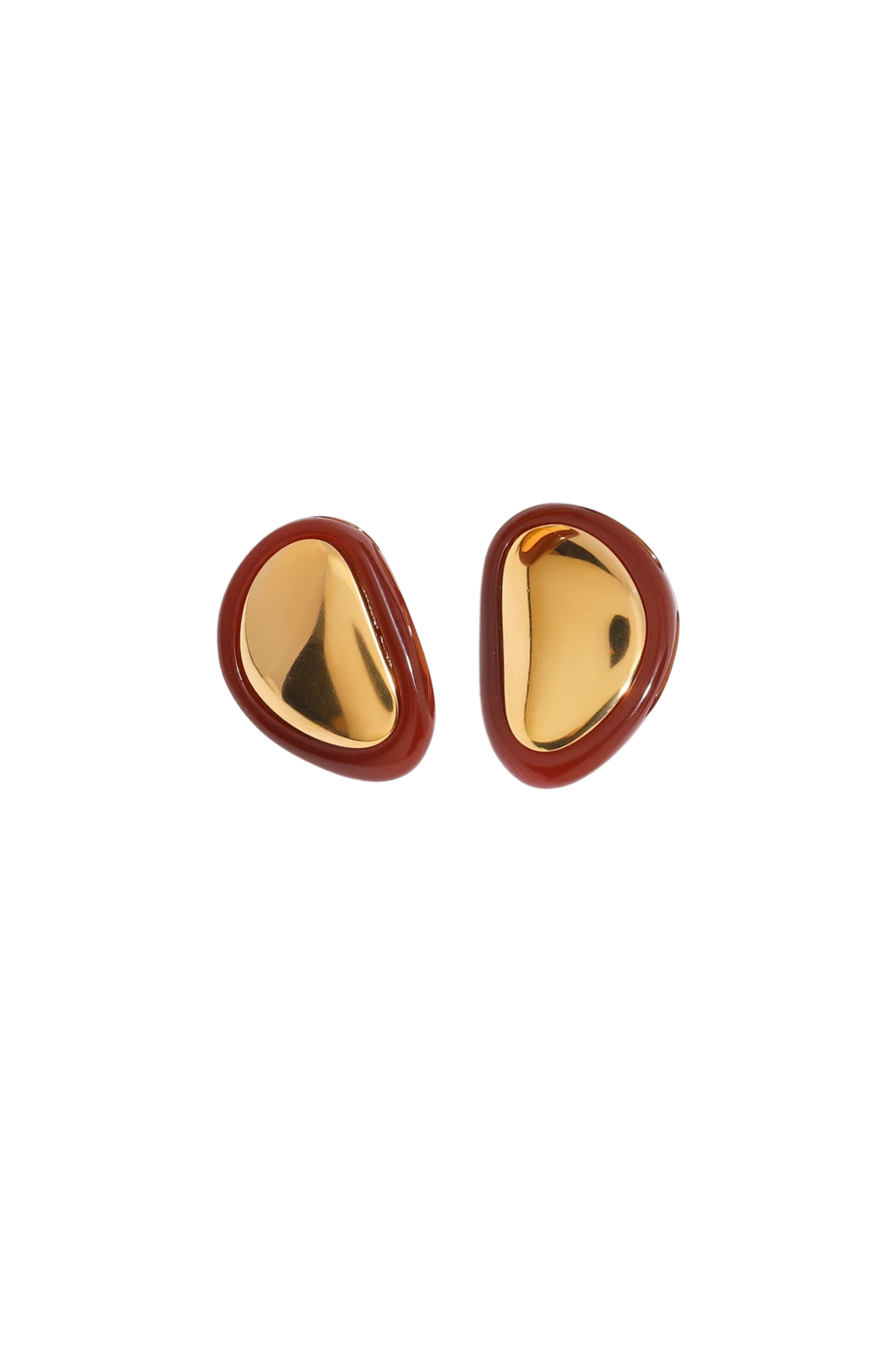 Ruby - Gold Burgundy Stud Earrings