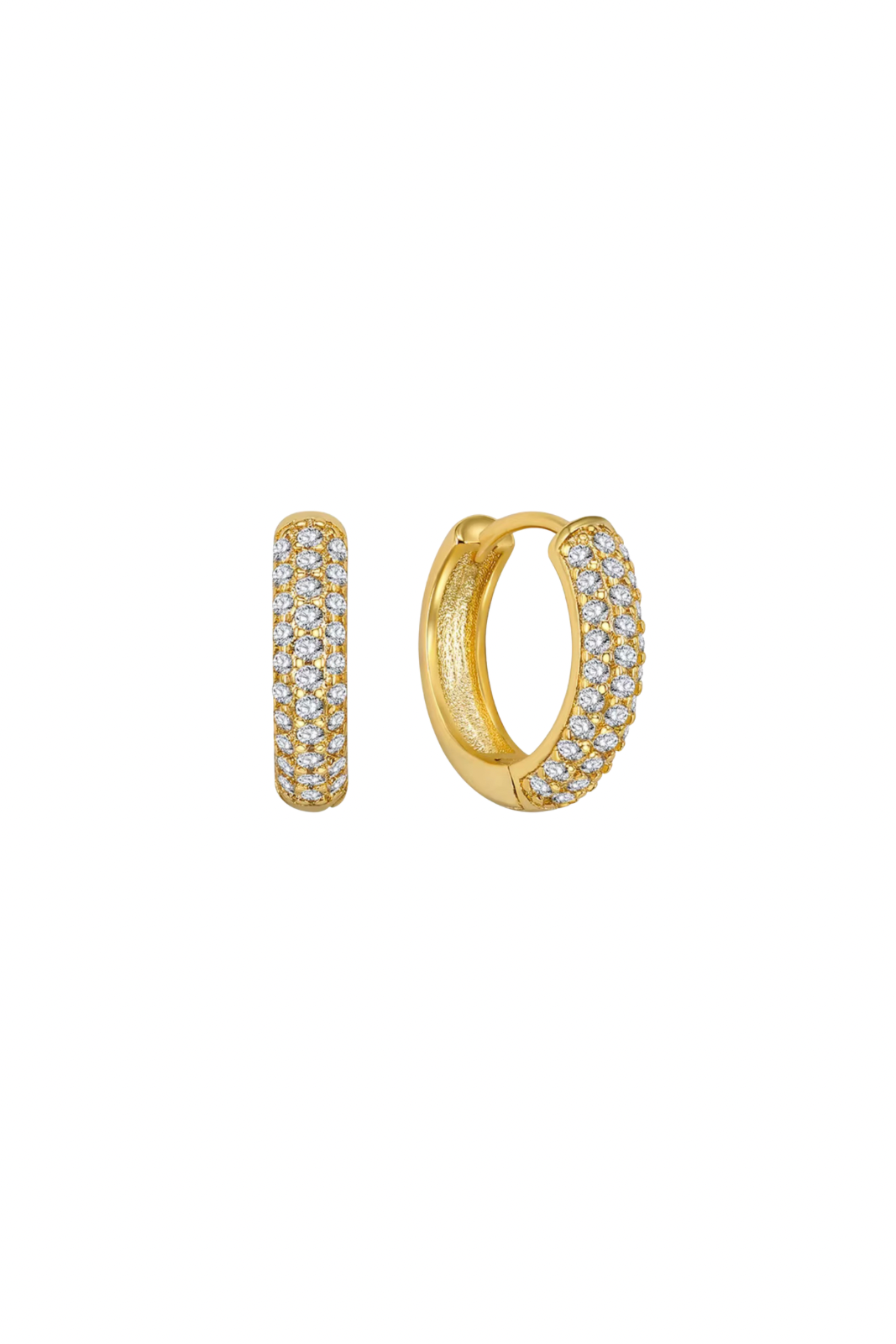 Jing - Gold Diamond Huggie Earrings