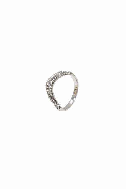 Elena - Silver Diamond Pave Curve Ring