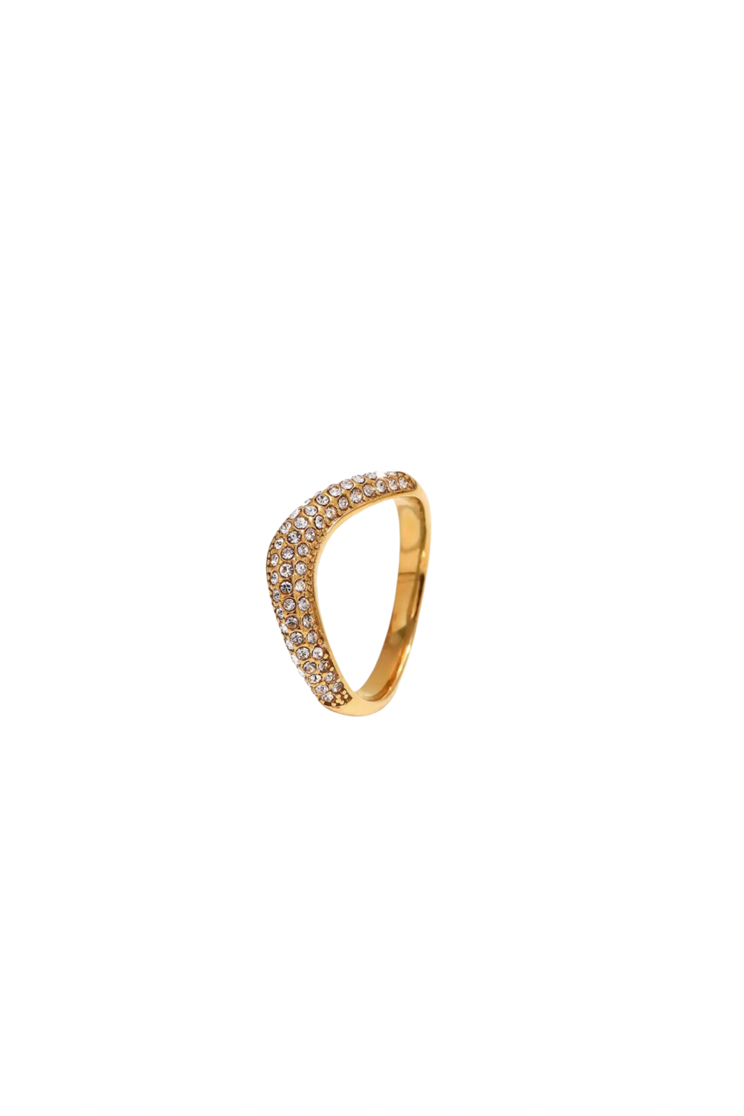 Elena - Gold Diamond Pave Curve Ring