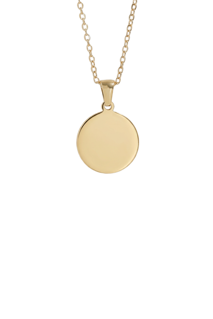 Engraved Circle Pendant Necklace