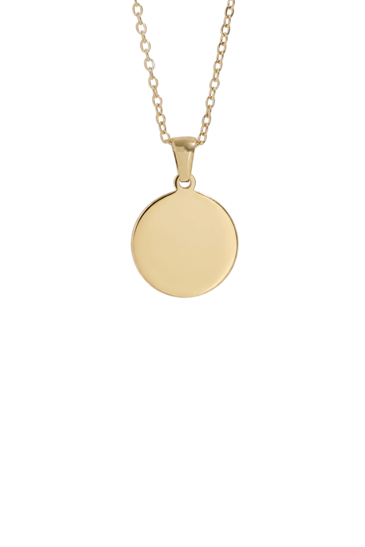 Engraved Circle Pendant Necklace