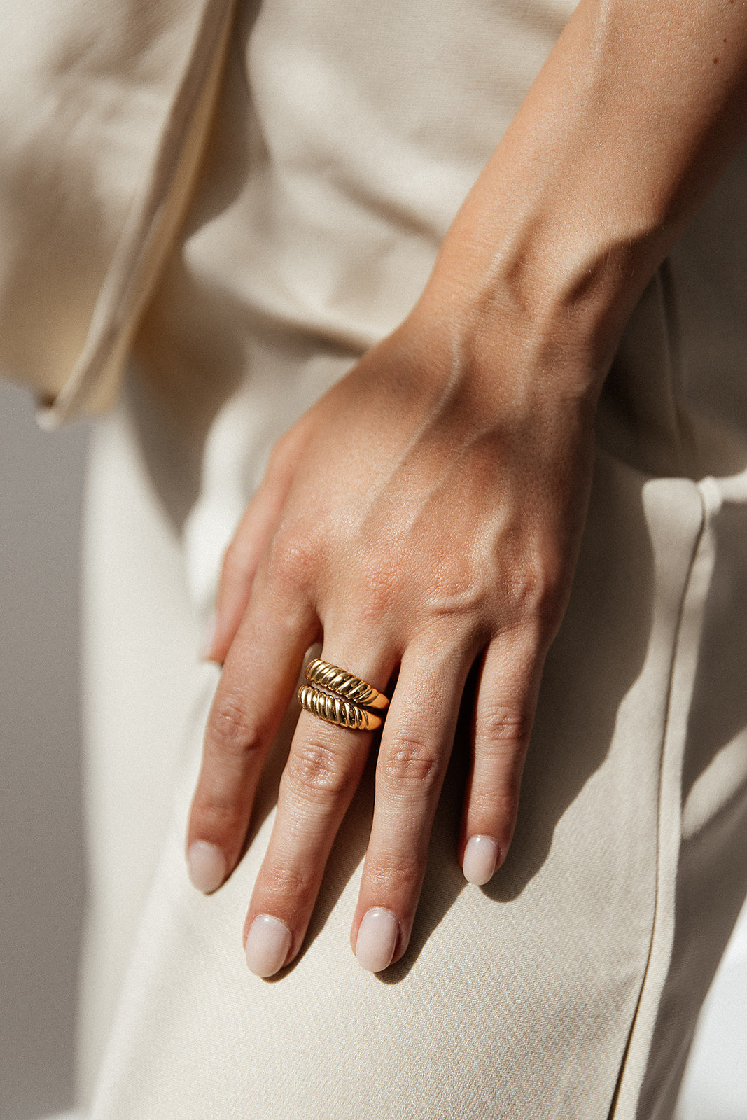 Daphne - Gold Double Layered Croissant Ring