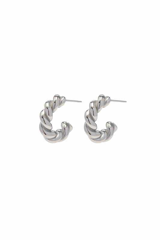 Reagan - Silver Twisted Stud Earrings