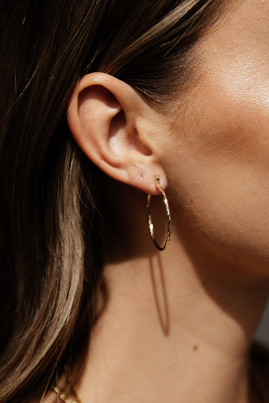 Milan - Gold Filled Textured Hoop Earrings