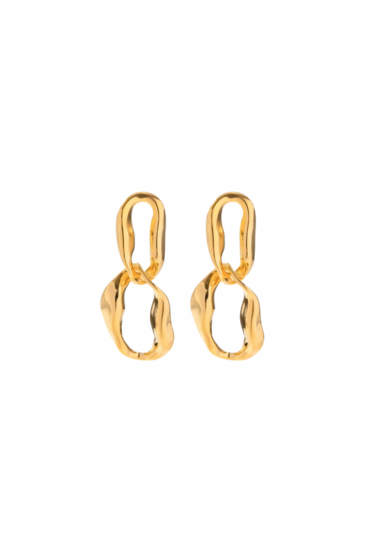Althea - Gold Double Twisted Chain Stud Earrings