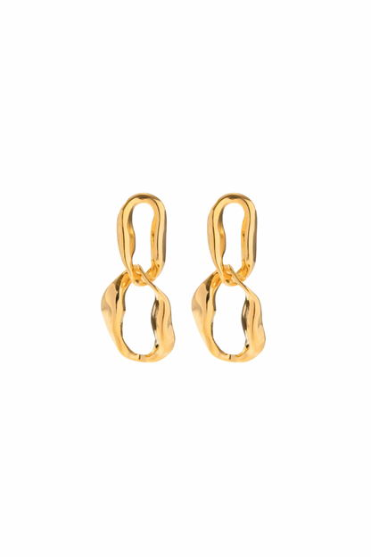 Althea - Gold Double Twisted Chain Stud Earrings