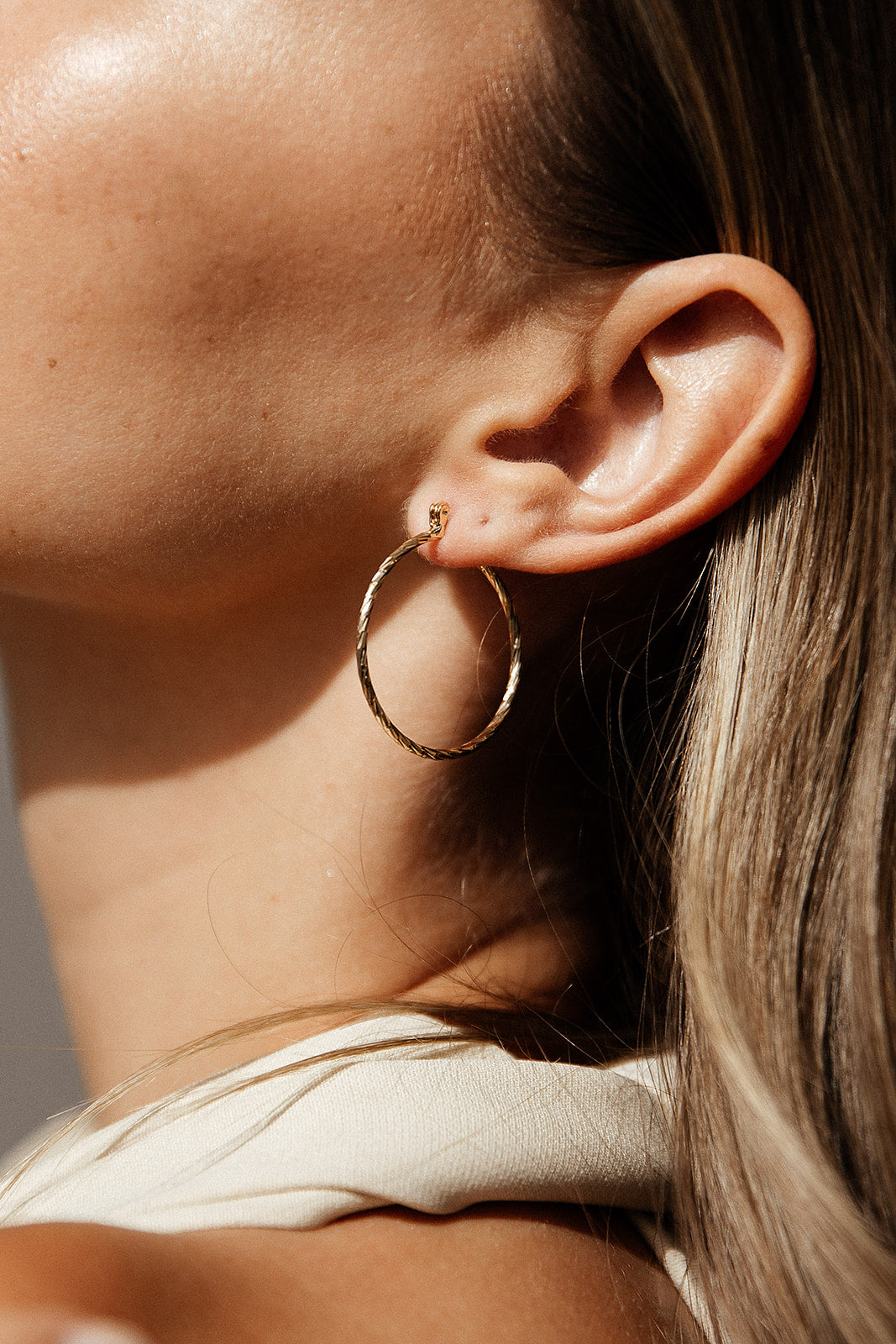 Milan - Gold Filled Textured Hoop Earrings
