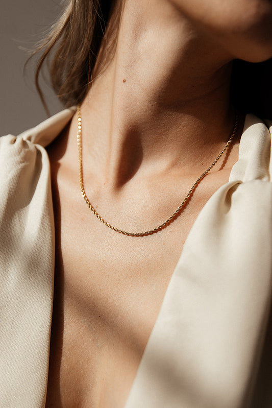 Aura - Gold Thin Rope Chain Necklace