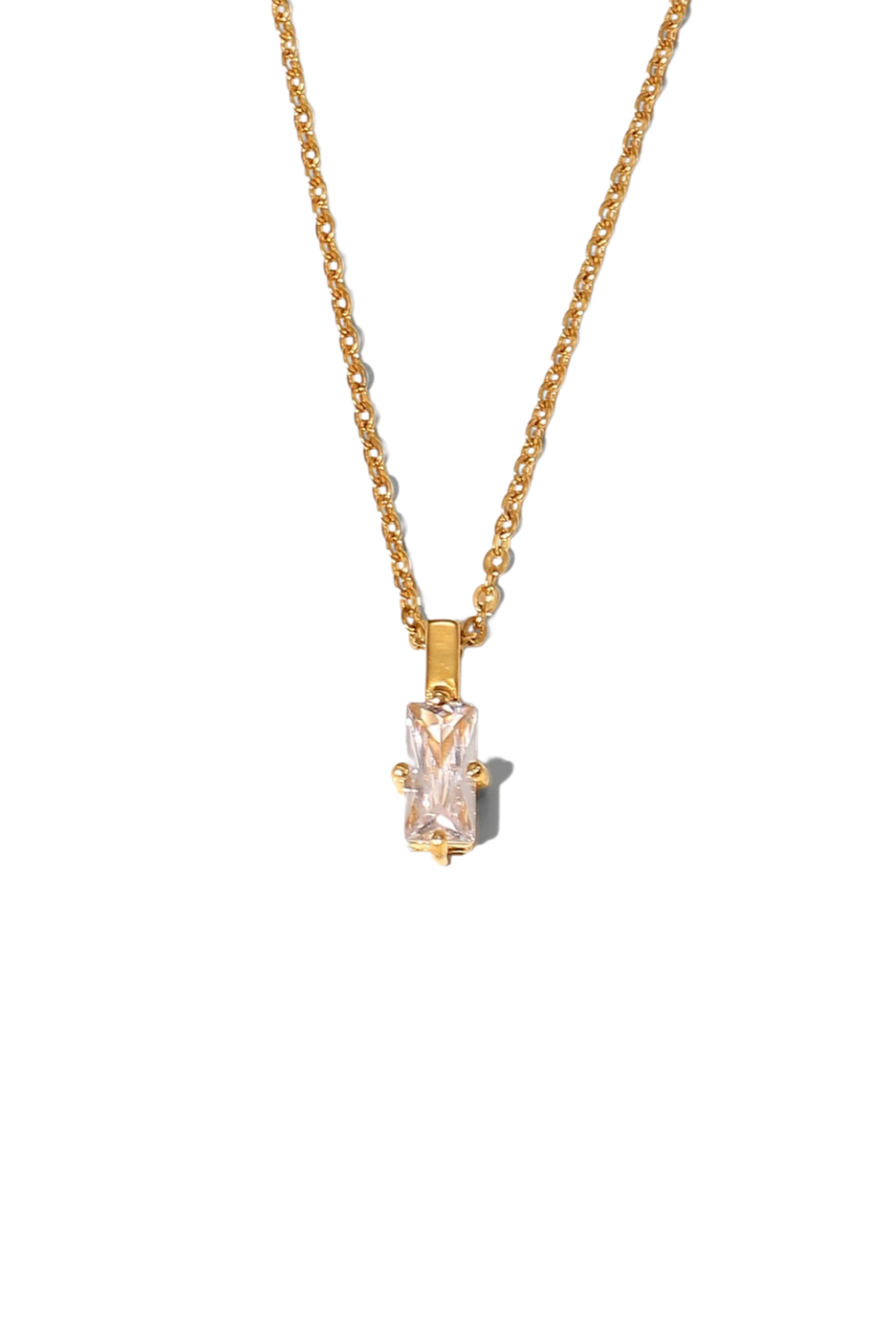 Aurora - Gold Baguette Diamond Necklace