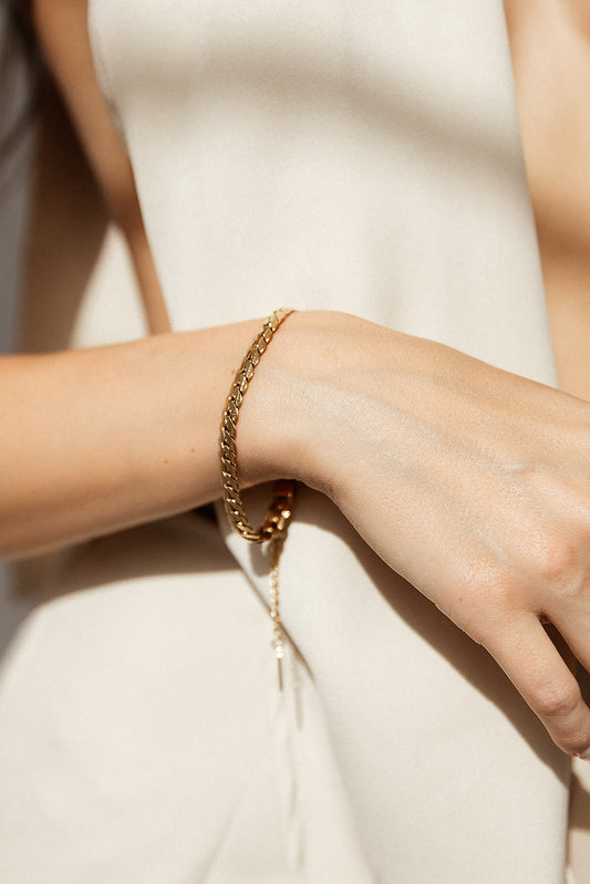 Amara - Gold Engraved Cuban Chain Bracelet