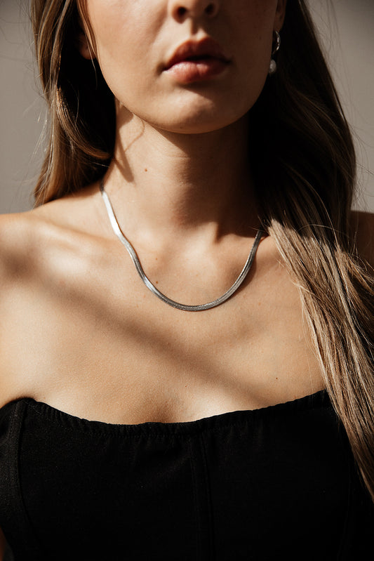 Centauri - Silver Herringbone Snake Chain Necklace