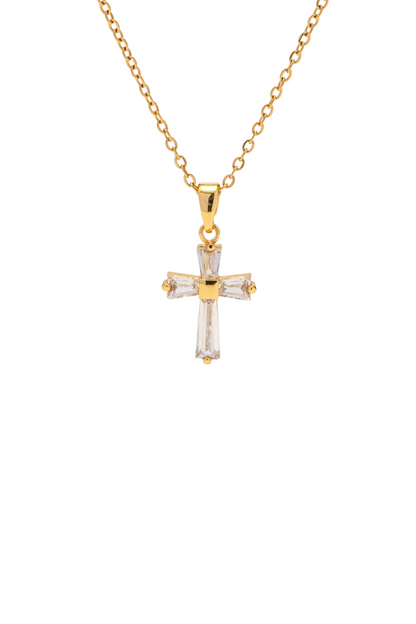 Ophelia - Gold Diamond Cross Necklace