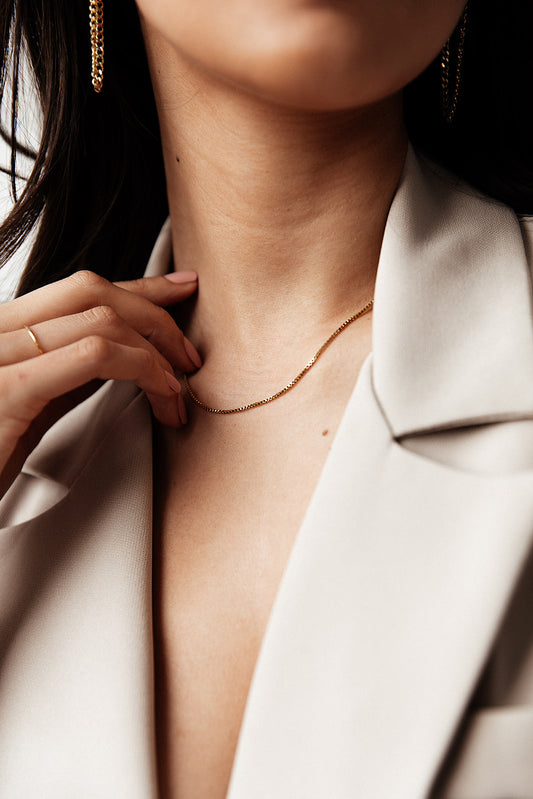 Gigi - Gold Delicate Box Chain Necklace