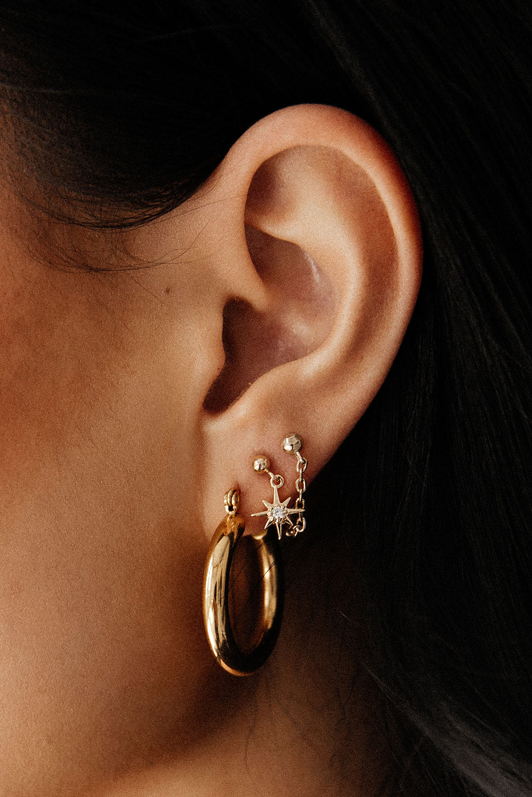 Helios - Gold Thick Hoop Earrings