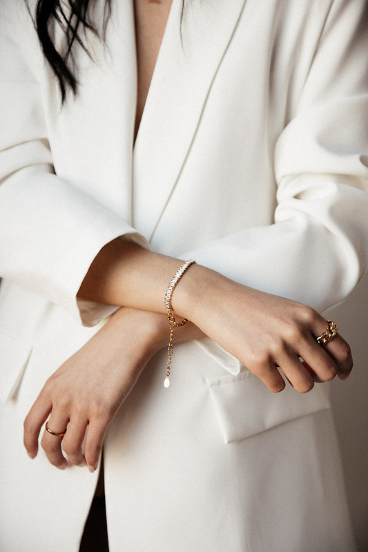 Audrey - Gold Half Baguette Diamond Bracelet
