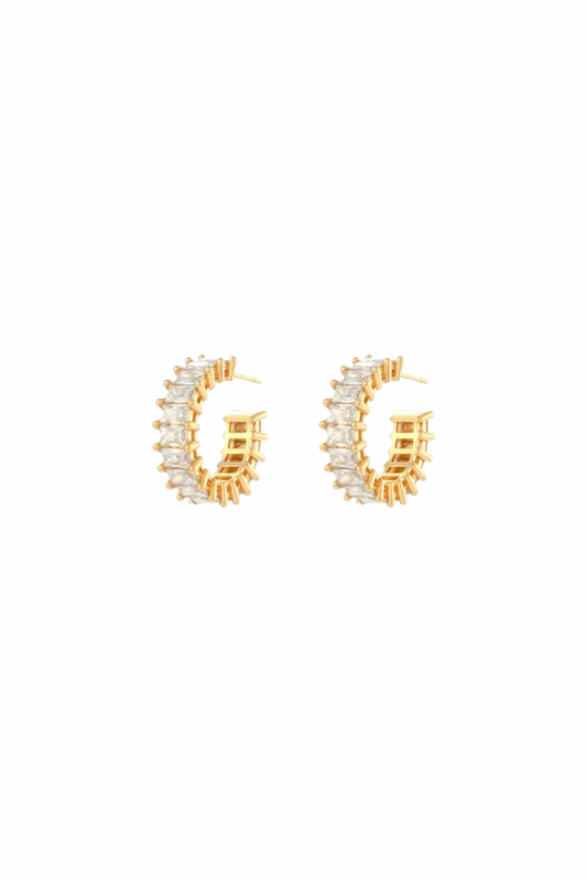 Ignis - Gold Baguette Hoop Earrings